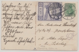 DR, Kaiserreich, 1912, Germania mit Wz, Mi.- Nr.: 85 I + halbamtliche Flugmarke Nr. 5, auf Postkarte von Sangershausen nach Jüterbog