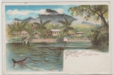 Kamerun, ca. 1900, Postkarte (nicht gelaufen), Bildseite, Ansicht: Factorei am Kamerunnfluß, nähe King Beldorf
