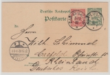 DOA, 1902, 3 Pesa- GS- Karte (Mi.- Nr.: P13), + DOA Mi.- Nr.: 13 als Zusatz von Daressalam, nach Crefeld