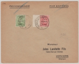 Eupen + Malmedy, 1A + 2A in Mif auf Brief von Herbestahl nach Verviers