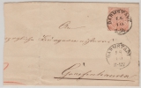 NDP, ca. 1870, Mi.- Nr.: 8 als EF auf Briefforderseite, von Darmstadt (T + T Stempel) nach Grafenhausen