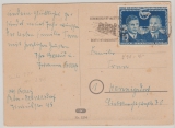 DDR, 1951, Mi.- Nr.: 296, als EF auf Fernpostkarte von Berlin nach Hennigsdorf