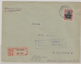 DP in Polen, 1916, Mi.- Nr.: 5 als EF auf Einschreiben- Fernbrief von Warschau nach Halle / S, mit Zensur