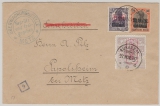 Dt. Bes. Rumänien, 1917, Mi.- Nrn. 1, 7 + Kriegsteuermarke 6 in MiF von Bukarest nach Papelsheim (?) mit Dt. Zensur