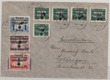 Dt. Bes II. WK., GG, 1941, Mi.- Nr.: 30- 32 + 35- 39 als MiF auf Einschreiben- Fernbrief von Deba (?) nach Solingen