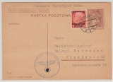 Karte Mit GG Mi.- Nr.:  4 Durch Deutsche Dienstpost Osten, von Lublin nach Dresden, auf Polen- GS- Karte als Formular