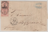 T + T, 1862 (?), Mi.- Nr.: 32 (2x) als MeF auf Fernbrief von FF/M nach Boppard