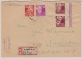SBZ, Allgem Ausg., 1948, Mi.- Nr.: 219 (2x, vom SR mit Bordüre), u.a. in MiF auf R.- Fernbrief von Dresden nach Lörrach