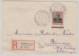 DAP Marokko, 1911, Mi.- Nr.: 52 als EF auf Einschreiben- Fernbrief, gelaufen von Larasch (!) nach Borna