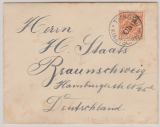 Dt. Kolonien, Kiautschou, 1901, Mi.- Nr.: M 5II als EF, auf Fernbrief von Tsingtau, nach Braunschweig