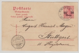 DAP Türkei, 1906, 20 Para- GS (Mi.- Nr.: P11), gelaufen, als Postkarte, von Smirna nach Stuttgart