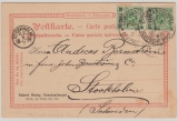 DAP Türkei, 1894, Mi.- Nr.: 6 (2x), als MeF auf Auslandspostkarte von Constantinopel nach Stockholm (Schweden)