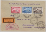 DR, 1931, Mi.- Nrn.: 456- 58 in Satz- MiF auf Zeppelinbrief, via Polarfahrt, von Friedrichshafen, via Malyguin nach Niederschönbrunn