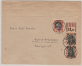 Danzig, 1921, Mi.- Nr.: 18 (2x, 1x vom OR!) + 54 als MiF auf Fernbrief von Danzig nach Berlin
