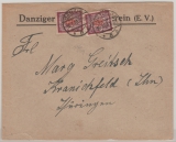 Danzig, 1923, Mi.- Nr.:  129 (2x) als MeF auf Fernbrief von Danzig nach Kranichfeld
