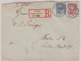 DR, Pfennig + Krone / Adler, 1890, 10 RPfg.- GS Umschlag (gr) Mi.- Nr.: 48 als Zusatz, als R- Fernbrief von Jesberg nach Berlin