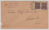 DR, Infla, 1923, Mi.- Nr.: 231 (2x, Waager. Paar!) als MiF auf Auslandsbrief von Birkenwerder nach Knoxville (USA)