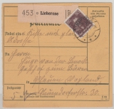 DR, Weimar, 1927, Mi.- Nr.: 397 als EF auf Paketkartenstammteil für 1 Paket von Lieberose nach Plauen