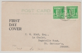 Dt. Bes. II. WK, Guernsey, 1941, Mi.- Nr.: 1 (2x) als MeF auf FDC- Postkarte von Guernsey nach St. Saviour´s (Jersey)