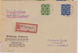 Bizone, 1948, Mi.- Nrn.: 58 II + 67 II als MiF auf Ortsbrief, per-Einschreiben- Rückschein innerhalb von Hamburg, Befund Schlegel BPP!