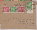 BRD (Berlin), 1955, Mi. Nrn.: 183 + HAN (letzte Ziffer fehlt), S 34, als MiF auf Briefstück von Berlin nach Mülheim, Befund Schlegel BPP!