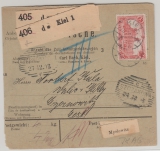 DR, Germania ohne WZ, 1903, Mi.- Nr.: 78A als EF auf Auslands- Paketkartenstammteil von Kiel nach Czernowitz (damals A)