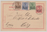 DAP Marocco, 1902, 10 RPfg. GS + Mi.- Nr.: 7, 8 + 10 als Zusatz auf Auslandspostkarte von Tanger nach Cadiz (Esp.)