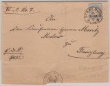 DR, Brustschilder, 9.1875 (!), Mi.- Nr.: 20 als EF auf Dienst- Fernbrief von Stralsund (Hufeisenstempel!) nach Franzburg