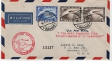 DR, 1930, Mi.Nr.: 438X + 439Y (2x) in MiF auf Zeppelinbrief, per Südamerikafahrt, von Friedrichshafen nach Gardner (USA)