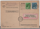 Berlin, 1948, Mi.- Nrn.: 4 + 8 als MiF auf Auslandspostkarte von Berlin nach New York (USA)
