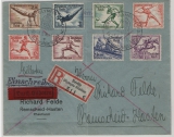 DR / III. Reich, 1936, Mi.- Nrn.: 609- 16 (kpl. Satz!) als MiF auf Satzbrief- Drucksache- Eilboten- E.- Fernbrief von Berlin nach Remscheid