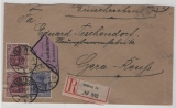 DR / Infla, 1920, Mi.- Nr.: 87II + 92 II (2x) als MiF auf NN- Einschreiben- Fernbrief, von Eibling nach Gera