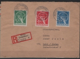 Berlin, 1949, Mi.- Nrn.: 68 II, 69 I + 70 I in MiF auf Einschreiben- Fernbrief von Berlin nach Lahr, FA Schlegel echt + e..!