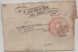 GB, ca. 1870, 1 p. Auslandsstreifband, von London nach Paris, mit um die Marke laufender Werbung in Markenfarbe!