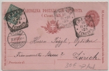 Italien, 1901, 7,5 Ct. Antwort- GS + 5 Ct. Zusatz gelaufen von Florenz nach Zürich, Antwortkarte anhängend (nicht zurück gel.)!