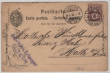 Schweiz, 5 Rp. GS + (Werbezudruck rs.: Chocolat), + 5 Rp. Zusatz, als Auslandskarte von Luzern nach Halle (D.)