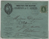 Schweiz, 1898, 25 Rp. EF auf Auslands- Werbebriefumschlag (Champion, Briefmarken!!!) von Genf nach Bethune (Fr.)