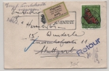 Schweiz, 1955, 10 Rp. (+10) EF auf Auslandsbrief nach Stuttgart und zurück! Mit Vignette und passendem Werbestempel