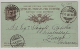 Italien, 1898, 10 Ct.- Antwort- GS- Karte (A.- Teil) gelaufen mit Schweizer Bahnpost (!) nach Zürich!