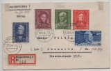 BRD, 1949, Mi. Nrn.: 116+ 117- 120 in Satzbrief MiF auf Einschreiben- Fernbrief, von Regensburg nach Chemnitz