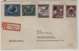 Strausberg, 1946, Mi.- Nrn.: 9, 10, 21, 22 + 25, als MiF auf Einschreiben- Fernbrief von Strausberg nach Berlin