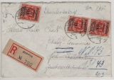 Memelgebiet, 1923 (Litauische Besetzung), Mi.- Nrn.: 131 (3x) u.a., rs. als MiF auf R- Fernbrief von Heydekrug nach Berlin