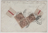 Memelgebiet, 1923 (Litauische Besetzung), Mi.- Nrn.: 131 (3x) u.a., rs. als MiF auf R- Fernbrief von Heydekrug nach Berlin