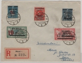 Memelgebiet, 1923, (Litauische Besetzung), Mi.- Nrn.: 121- 23, u.a. als MiF auf R- Auslandsbrief von Memel nach Bern (CH), tiefgeprüft BPP!