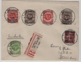 Memelgebiet, 1923, (Litauische Besetzung), Mi.- Nrn.: 138- 40, u.a. als MiF auf R- Auslandsbrief von Jonikaten nach Bern (CH), tiefgeprüft BPP!