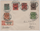 Memelgebiet, 1923, (Litauische Besetzung), Mi.- Nrn.: 127, 132, 139, u.a. als MiF auf R- Auslandsbrief von Gr. Schilleningken nach Bern (CH), tiefgeprüft BPP!