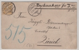 Schweiz, 1889, 15 Rp. EF auf NN- Postkarte von Thalweil nach Zürich. Selten