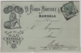 Italien, ca. 1905, 5 Ct. EF, auf Werbe- Antwort- Postkarte (Franz. Text) von Marsala nach Bethune, sehr dekorativ!