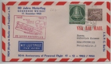 Berlin, 1953, 15 Pfg.- privat- GS- Umschlag + Zusatz, verwendet als Luftpost- Fernbrief von Berlin nach Braunschweig