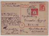 Berlin, 1956, incomming Mail, Kontrollrat- Antwort- GS (P 964 A), Antwort- T., gelaufen von Marokko (mit Zusatzfr.) nach Berlin